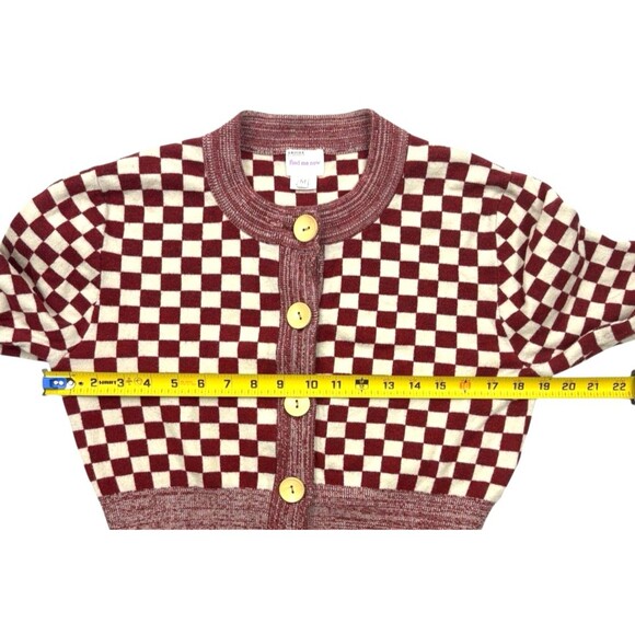 Find Me Now Presley Checkerboard Harlequin Puff Sleeve Cropped Cardigan M - Picture 6 of 14